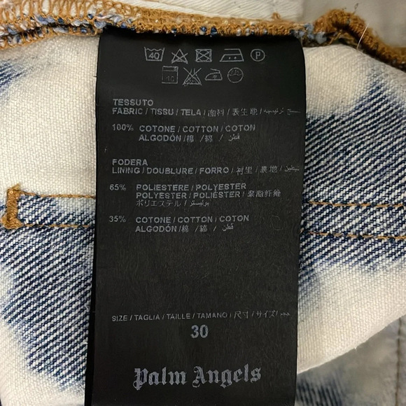 Palm Angels Jeans Tie & Dye Skinny Fit 30/30 Destroyed Blue White Button Fly - Picture 13 of 16